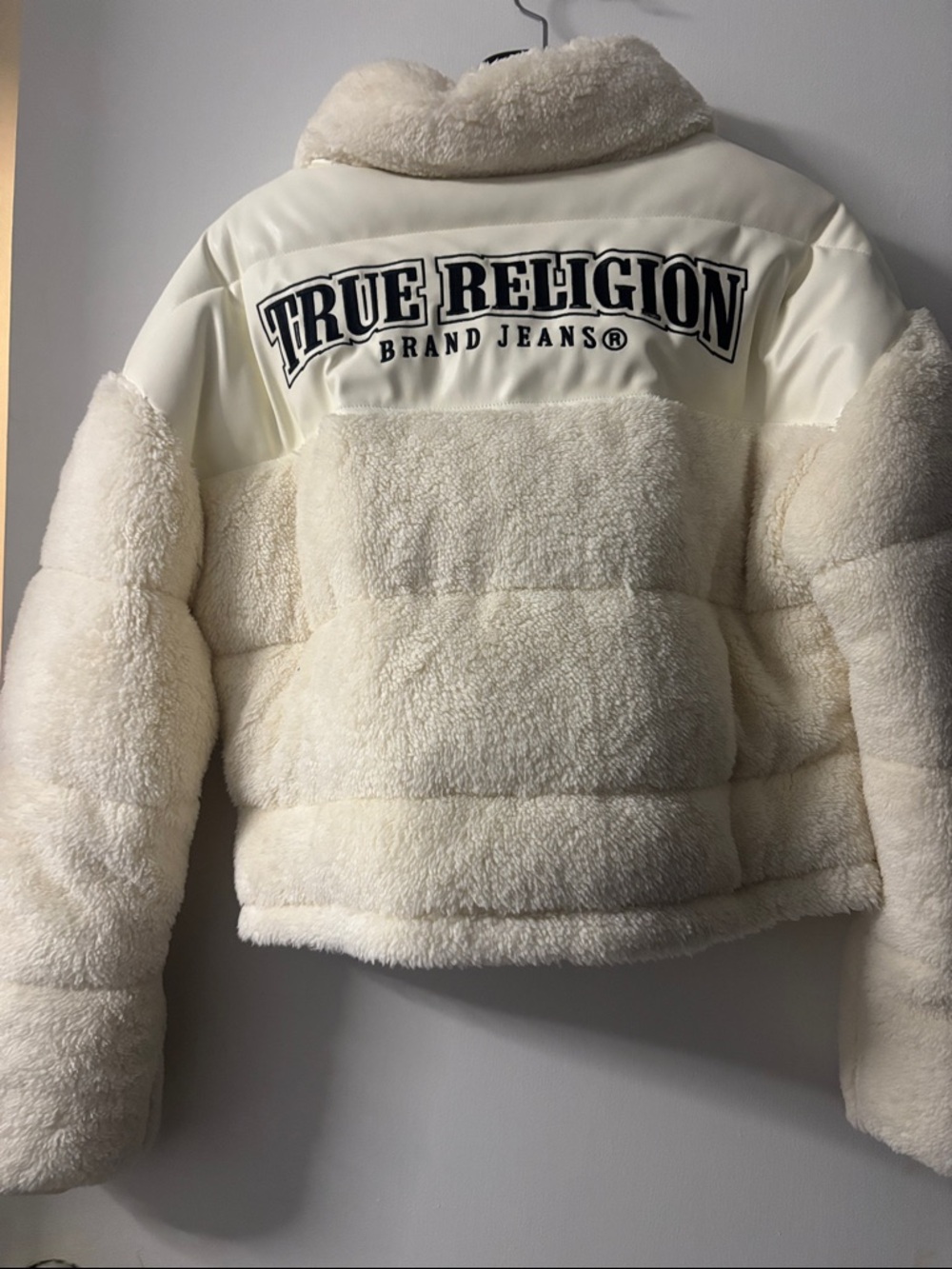 True Religion Ivory Sherpa Puffer Jacket - Picture 2 of 3